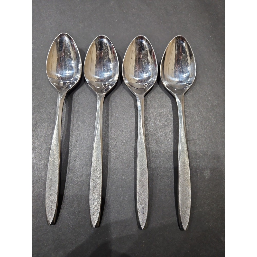 4 Ekco Eterna Corsair Pattern Stainless‎ Steel Flatware Place/Oval Soup Spoons